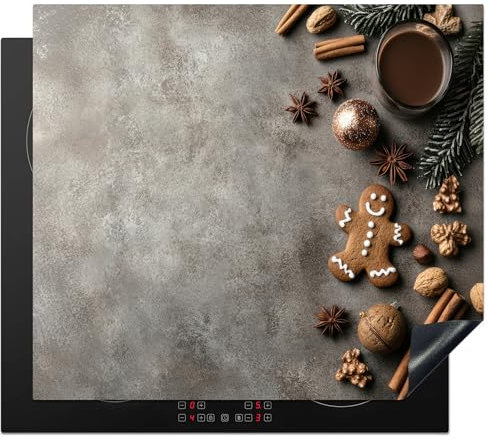 KitchenYeah© Herdabdeckplatte Einteilig 60x52 cm Küche Ceranfeld Abdeckplatte Cerankochfeld Abdeckung Induktionskochfeld Schutzmatte Winter - Weihnachten - Warm - Essen