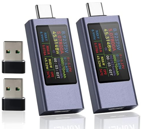 USB Tester, 2-in-1 USB Messgerät, 2 Stück USB Strommessgerät, US-B Tes ter Messgerät mit Typ-C Adapter, US-B Power Meter, US-B C Tester, Multimeter, Strommessgerät