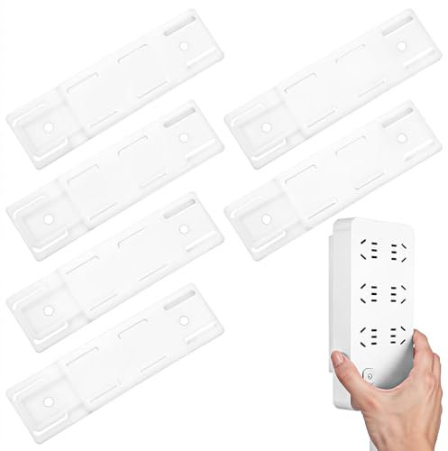 Yuanchu 6 Stück Selbstklebende Wandbefestigung Steckdosenleisten Halterung Steckdosenhalter für Organisieren Steckdosen WLAN Router Computer Taschentuchboxen Küche Heim