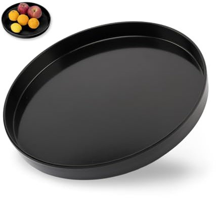 GIDWRIY Vassoio Decorativo Rotondo 30 cm,Vassoio da Portata,Vassoio Porta Candele da Tavolo,Vassoio Centrotavola Moderno,Round Serving Tray,Vassoio da Caffè,Cosmetici Piatti per Gioielli-Nero
