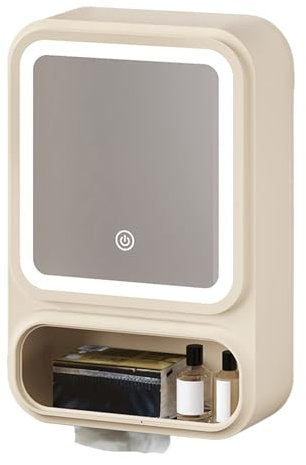 Liakyunf Meuble De Salle De Bain Murale - Miroir de Salle de Bain avec Rangement Organisateur - Rangement LED Porte Magnétique pour Papier Hygiénique et Décor Moderne pour Shampoing & Maquillage