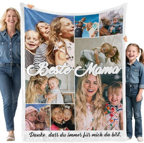 Bemaystar Geschenke für Mama - Personalisierte Decke, Personalisierte Geschenke, Decke mit Foto, Mama Geschenk, Geschenk Muttertag, Muttertagsgeschenk Personalisiert, Kuscheldecke Personalisiert