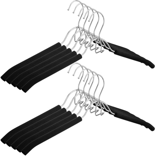 Beeveer Kleiderbügel mit Schaumstoffpolsterung, mit Haken, um Platz zu sparen, rutschfest, schwarz, mit Schaumstoff gepolstert, für Mantel, Pullover, Bluse, Hochzeitskleid, Damentücher, 10 Stück