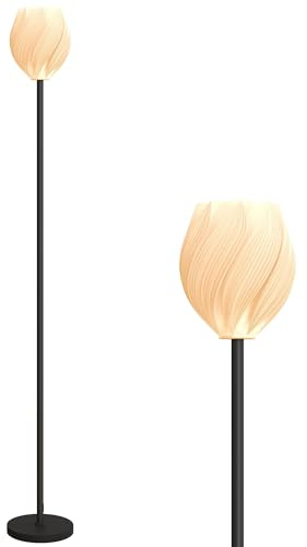 HOMCOM Flower Floor Lamp for Living Room, 3D Printed Modern Standing Lamp with Rose Shade & Foot Switch, Minimalist Tall Pole Lampshade for Bedroom, Office, E27 Holder Without Bulb (25W Max), White