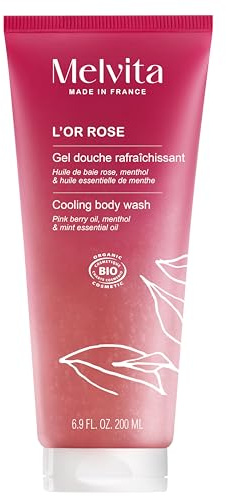 Melvita - Gel Douche - L'Or Rose - Soin Corps Rafraîchissant - Huile de Baies Roses et Menthol - 200 ml