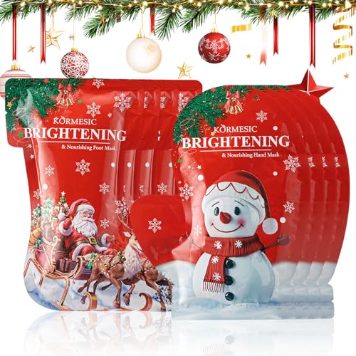 2 Paia Maschere Mani + 2 Paia Maschere Piedi, Maschera per i Piedi Maschera per le mani Regali di Natale, guanti idratanti, calzini, Rendendo la Pelle Più Liscia