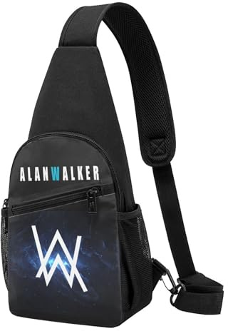 Lässige Alan DJ Brusttasche Music Umhängetasche Schulter Crossbody Schultertasche Mode Bedruckte Einstrahlertasche Pendler Und Outdoor-sport Stilvolles Und Vielseitiges Paar Schwarz Einheitsgröße