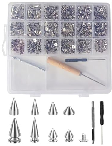 Liqzirtu Nieten Spikes Studs - 455 Stücke Punk Dekorative Zierelemente, Ziernieten Set Punk | 11 Größen Zinklegierung Nieten Set Mit Befestigungswerkzeugen,Für Gürtel, Hut, Hose, Haustierhalsband