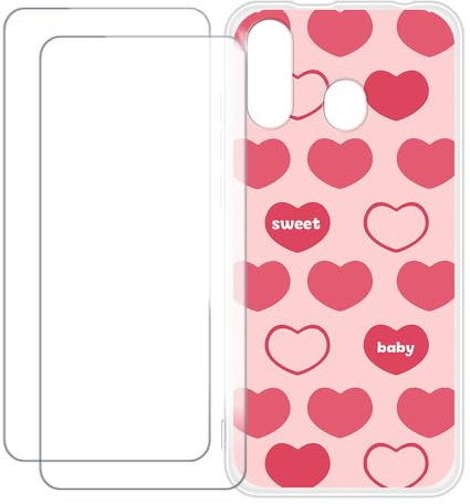UOGNADGD Compatibile con Brondi Amico Smartphone XL Nero Custodia Personalizzata Colorata con 2 Pellicole Protettive in Vetro Temperato – Antiurto e Antigraffio (Cuore rosa)