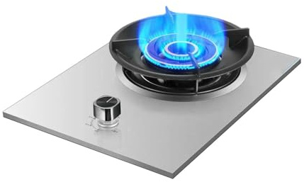 Cuisinière À Gaz Portable, Cuisinière À Gaz De Camping 5,0 KW, Régulateurs D'intérieur De Restauration En Acier Inoxydable, Avec Protection Contre Les Flammes(Silver,NG)