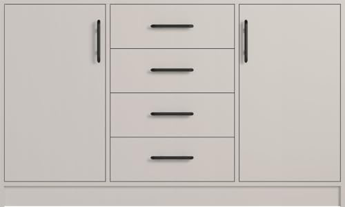 Masseno Kommode VANO 140 cm Sideboard mit 4 Schubladen und 2 Türen für Wohnzimmer Schlafzimmer Modern 140x40x84 cm Kaschmir/Kaschmir