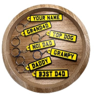 Father’s Day Personalised Number Plate Keyring | Custom Dad Keychain | 3D Printed Car Gift for Him