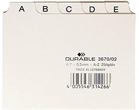 Durable Leitregister A - Z, A7 quer, 1 Stück, weiß, 367002