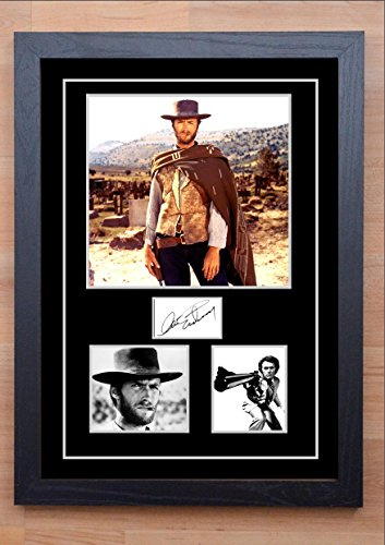 Mark Mountford Gerahmter Clint Eastwood handsignierten/SIGNED PRINT Kunstdruck Wandbild Wohnzimmer