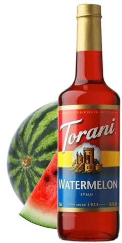 Torani Watermelon Syrup (750ml) - Premium Cane Sugar Cocktail Syrups Flavouring for Mojitos, Margaritas & Summer Drinks - Fresh Fruit Taste, Vegetarian-Friendly