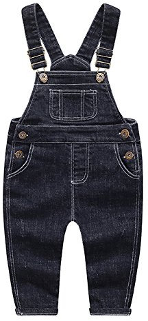 KIDSCOOL SPACE Salopette di Jeans Nera per Neonati e Bambini/Ragazze, Abbigliamento da Lavoro in Jeans,Nero,6-12 Mesi