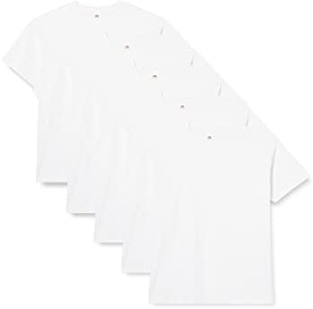 Fruit of the Loom Men's Super Premium Short Sleeve T Shirt, White, L UK