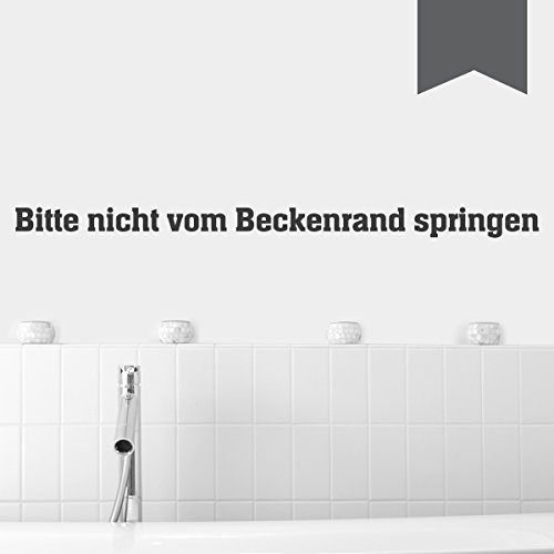 WANDKINGS Wandtattoo - Bitte nicht vom Beckenrand springen - 101 x 6 cm - Dunkelgrau - Wähle aus 5 Größen & 35 Farben