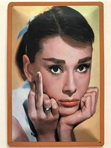 Blechschild 30 x 20 cm Audrey Hepburn Stinkefinger - Deko7