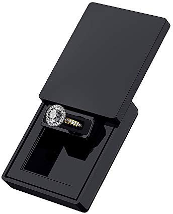 MONOLIX Slim Verlobungsring Box, dünne einzigartige Schiebedeckel, für Überraschung Vorschlag (Schwarz-Black, MAXI)