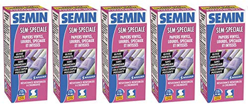 Semin A02608 Sem-Spéciale, Colle en Poudre pour Papiers Peints, Vinyls, Lourds, Spéciaux et Intissés, Intérieur, Boite 200 g (Lot de 5)