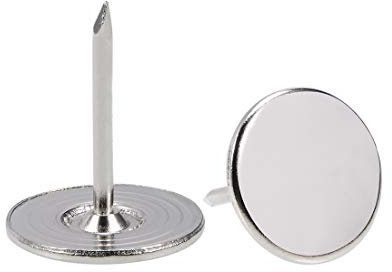 sourcing map Upholstery Nails Tacks 16mmx20mm Flat Head Furniture Nails Pins Silver Tone for Furniture Sofa Headboards, 25 Pcs