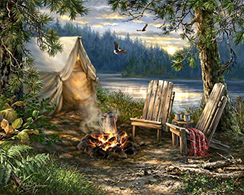 Springbok Puzzles - Evening At The Lake - 500 Piece Jigsaw Puzzle - Large 23.5 inches by 18 inches Puzzle - Made In USA - Unique Cut Interlocking pieces