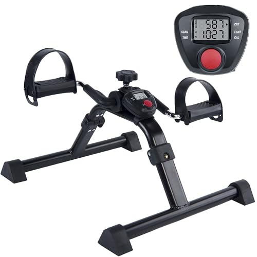Vaunn Foldable Compact Professional Wrist Arm Leg Strengtheners Pedal Exerciser with Electronic Display for Indoor Exerciser and Physical Therapy (Gun Metal Black)