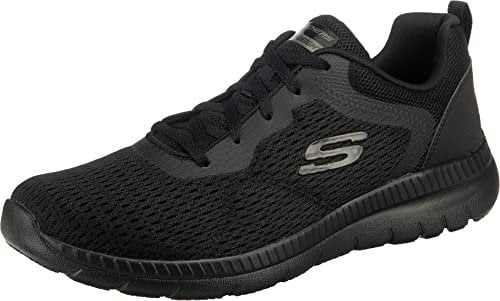 Skechers Damen Sneakers,Sports Shoes, Black Engineered Mesh/Duraleather/Trim, 36 EU