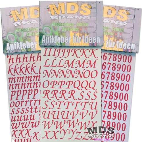 MDSBrand 1,5cm Schreibschrift Buchstaben Aufkleber Aufkleber, ideal für Hochzeit, Weihnachten und Geburtstagen, einfach zum basteln und gestalten von Karten & Fotoalbum 96 (Rot)