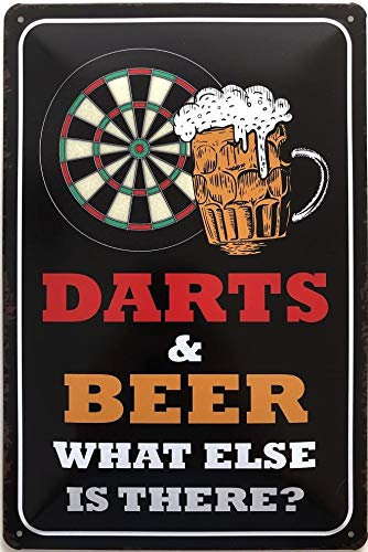 Deko7 Tin Sign 30 x 20 cm Darts & Beer What Else is There