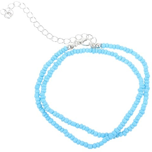 Einlagige Boho Perlen Halskette Damen - Bunte Rocailles Choker Schmuck Für Strandpartys Und Alltag (Blau)