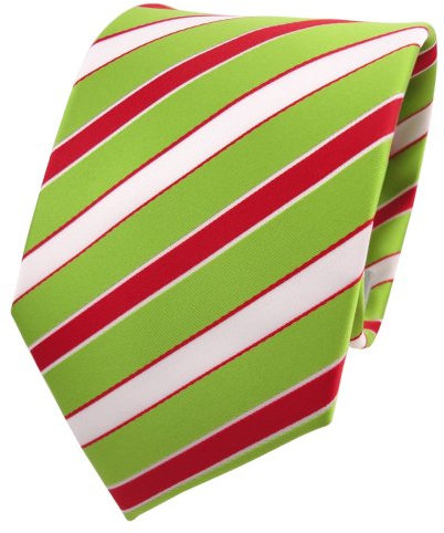 TigerTie Designer Krawatte grün hellgrün rot weiß gestreift - Schlips Binder