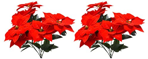 BESPORTBLE 2pièces Bouquets De Fleurs De Noël Artificielles Poinsettia Rouge pour Décoration De Sapin Et Centre De Table pour Noël Et Événements Spéciaux