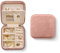 Plush Velvet Travel Jewellery Box Organizer | Travel Jewellery Organizer Box, Travel Jewellery Case | Small Jewellery Box for Women, Jewellery Travel Case | Earring Organizer with Mirror - Dusty Pink