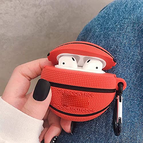 für Airpods 1 & 2 Hülle, CrazyLemon Silikon Weiche Schutzhülle Kopfhörer Taschen & Case 3D Cute Cartoon Stoßfeste Airpods Hülle - Basketball