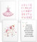 Papierschmiede® Kinderbilder 4er Set, A3 gerahmt in Holzrahmen (weiß), Geschenk für Mädchen Wanddeko Kinderzimmer Babyzimmer, Einhorn ABC rosa Kleid, Aquarell Unicorn