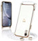 Micoden Handykette kompatibel mit iPhone Xr Hülle Ultra dünn Kameraschutz Herz Love Design Galvanik TPU Silikon Bumper Kordel zum Umhängen Handyhülle mit Band Schutzhülle,Weiß