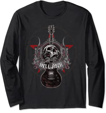 Gitarre, Pentagram, Schädel, Rock n Roll Langarmshirt