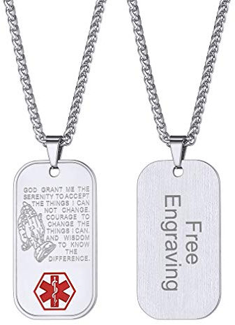 FaithHeart Silber Erkennungsmarke mit Gravur Edelstahl Militärischen Erkennungsmarken mit medizinischem Kreuz für Damen und Herren