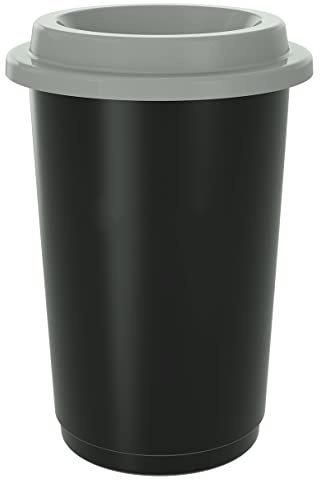 HRB Maxitonne 50l, Tonne aus Hartplastik, Mülleimer Küche, Futtertonne (Silber)