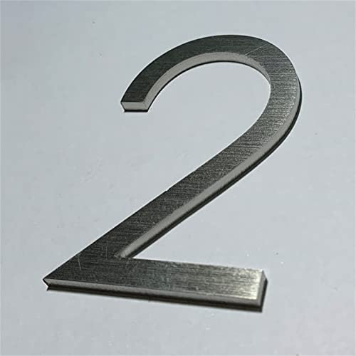 3D Self Adhesive House Plaque Numbers 60mm Stainless Steel Brushed Number Sticker Metal Doorplate Home Door Plates Digital Sign for Mailbox Street Hotel Apartment Indoor Outdoor (2)