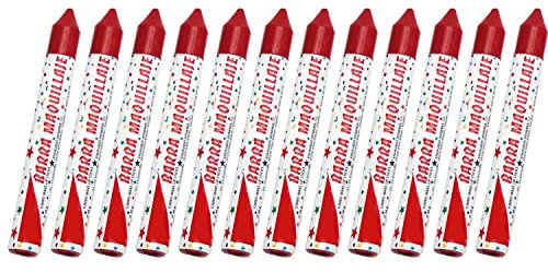 Barra de Pintura Facial Infantil Halloween Carnaval - Maquillaje de Cara para Fiesta No Toxica Pack 12 Barras de Color Rojo
