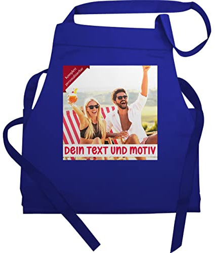 Schürze - Bild Text Erwachsene - Eigenes Foto Geschenk I - 60x87 - Royalblau - schürzen+selbst+gestalten selbst drucken photo kochschürze koch geschenke selber gestalten bedrucken küchenschürze