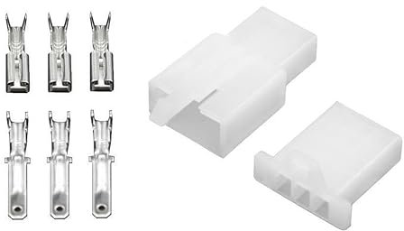 10x Flachstecker Gehäuse 3 Polig inkl. 2,8mm Flachstecker & Flachsteckhülsen | Auswahl: 1-12 Polig - 6,3mm oder 2,8mm| Weiß | KFZ Maschinen Stecker