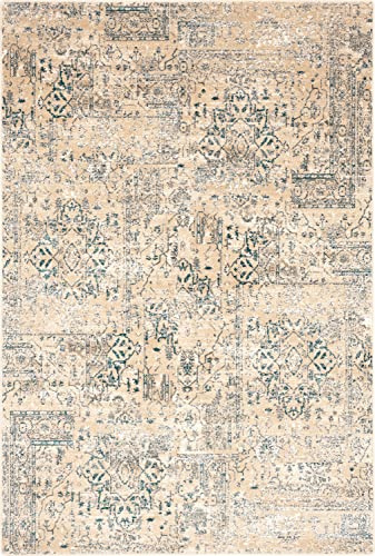 AGNELLA Diverse Medley Teppich - Teppichboden, 100% Wolle, Wohnzimmer, Flur, Schlafzimmer, Modern, Vintage, 133 x 180 cm - Hellbeige