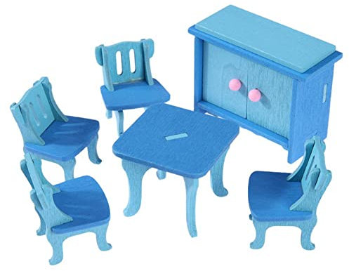 VIONNPPT 1/12 Maison de poupée 3D Miniature Bois Meubles Mini Simulation Chambre de bébé, Salle de bain, Salle à manger, Lit de bébé, Chaise de bébé, Baignoire Toilettes, Beaux accessoires Cadeau