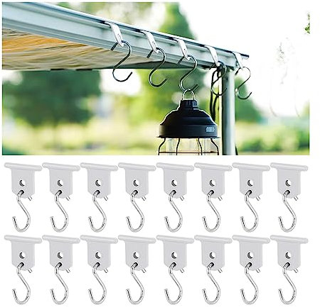 JNNJ Leiste Haken, 16 Set RV Markisenhaken, Camping Markisen Haken, Zubehör für Wohnmobil, Wohnwagen, Weihnachten Party, Camping Zelt, Innen, Außendekoration(Weiß)