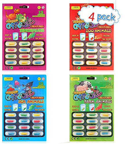 EMUKOEP 4 Paquets de Capsules de Croissance Qui Poussent dans l'eau Animaux Jouets Jouets Cognitifs bébé Jouet éducatif (Coloré)