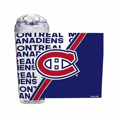 Rico Industries NHL Hockey Montreal Canadiens Acrylbecher mit Klappdeckel, offizielles Lizenzprodukt, doppelwandig, mit Strohhalm, 680 ml